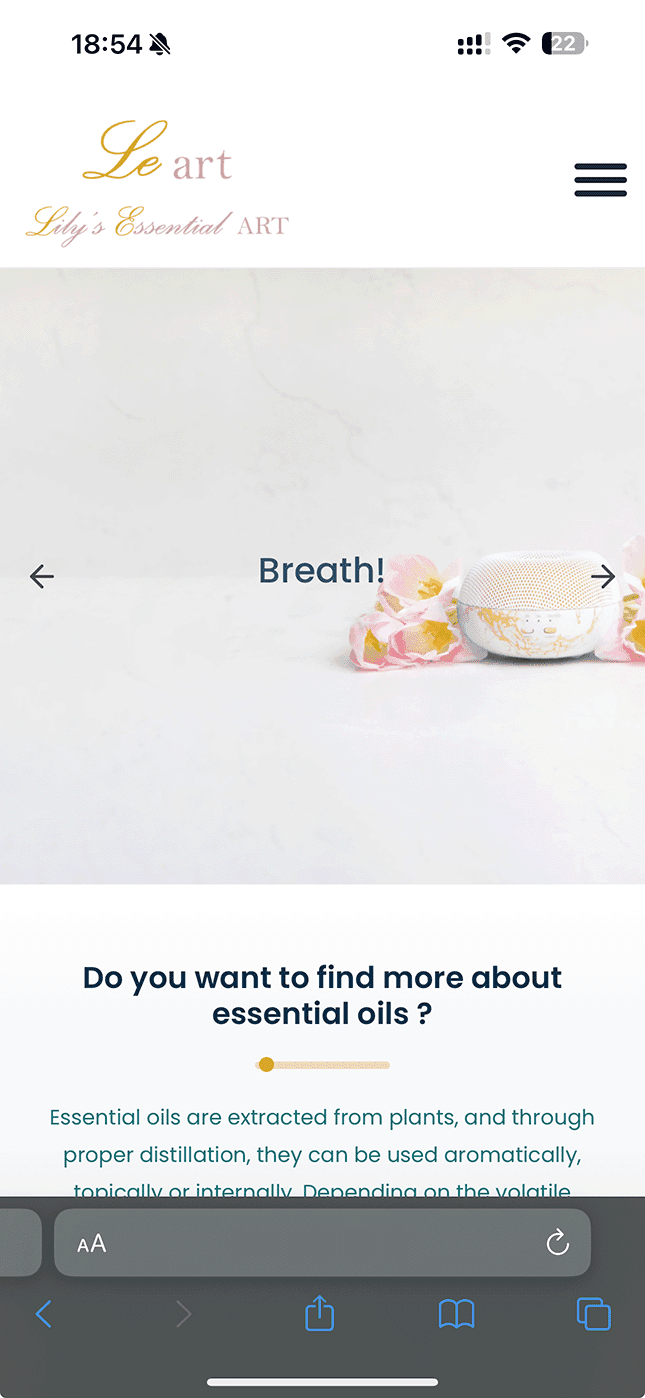 The Leart website open on a phone