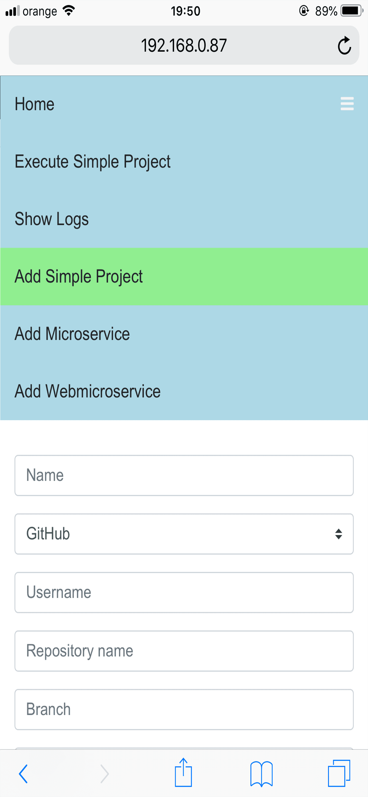 The build server's project overview